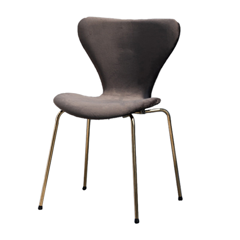 Modern Style Linen Fabric Dining Chairs Solid Back Armless Dining Single Chair Dark Gray Brass Gold Clearhalo ' kitchen&dining_furn' 'Dining Chairs' 'Dining Tables & Seating' 'dining_chair' 'furn' 'furn_dining_chair' 'Furniture' 'furniture_dining_chair' 'Kitchen & Dining Furniture' 'kitchen' 3910026