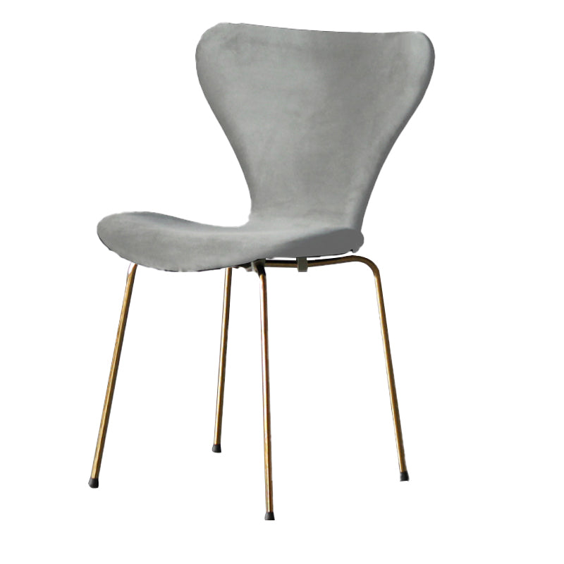 Modern Style Linen Fabric Dining Chairs Solid Back Armless Dining Single Chair Light Gray Brass Gold Clearhalo ' kitchen&dining_furn' 'Dining Chairs' 'Dining Tables & Seating' 'dining_chair' 'furn' 'furn_dining_chair' 'Furniture' 'furniture_dining_chair' 'Kitchen & Dining Furniture' 'kitchen' 3910028