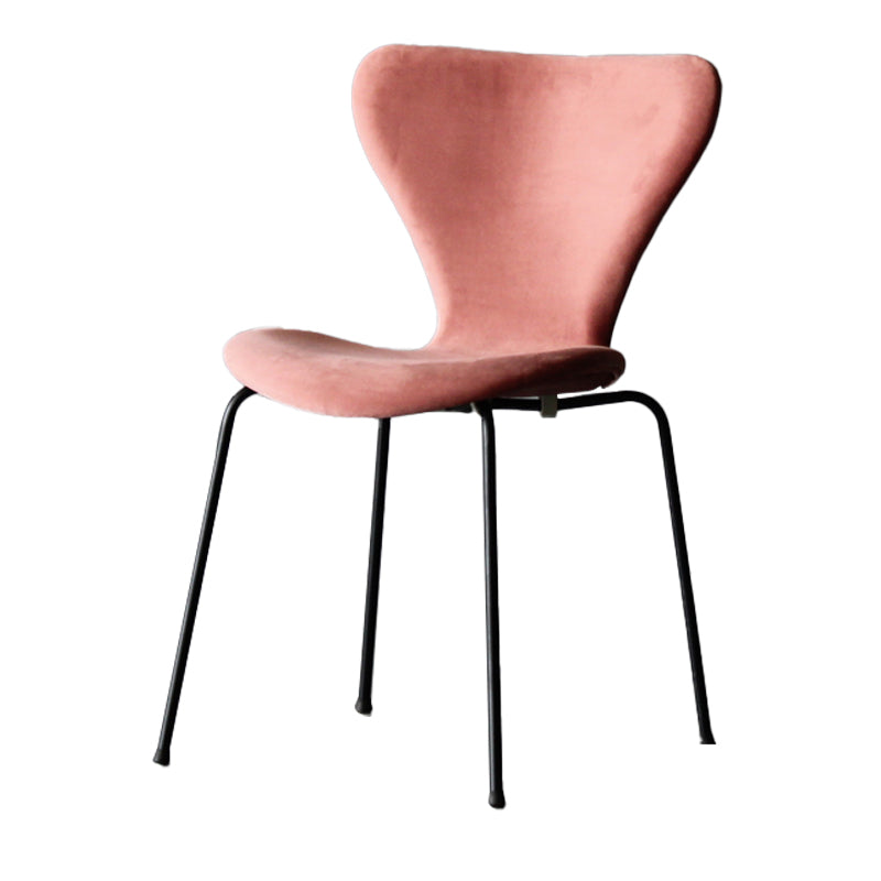 Modern Style Linen Fabric Dining Chairs Solid Back Armless Dining Single Chair Pink Black Clearhalo ' kitchen&dining_furn' 'Dining Chairs' 'Dining Tables & Seating' 'dining_chair' 'furn' 'furn_dining_chair' 'Furniture' 'furniture_dining_chair' 'Kitchen & Dining Furniture' 'kitchen' 3910029