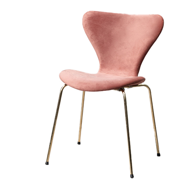 Modern Style Linen Fabric Dining Chairs Solid Back Armless Dining Single Chair Pink Brass Gold Clearhalo ' kitchen&dining_furn' 'Dining Chairs' 'Dining Tables & Seating' 'dining_chair' 'furn' 'furn_dining_chair' 'Furniture' 'furniture_dining_chair' 'Kitchen & Dining Furniture' 'kitchen' 3910031