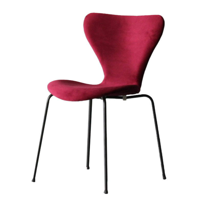 Modern Style Linen Fabric Dining Chairs Solid Back Armless Dining Single Chair Burgundy Black Clearhalo ' kitchen&dining_furn' 'Dining Chairs' 'Dining Tables & Seating' 'dining_chair' 'furn' 'furn_dining_chair' 'Furniture' 'furniture_dining_chair' 'Kitchen & Dining Furniture' 'kitchen' 3910037