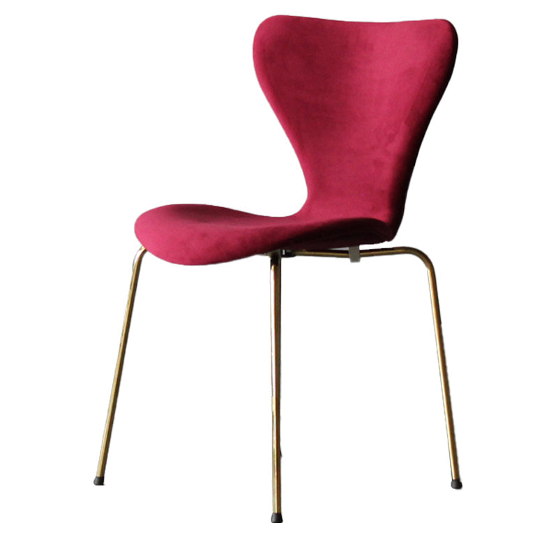 Modern Style Linen Fabric Dining Chairs Solid Back Armless Dining Single Chair Burgundy Brass Gold Clearhalo ' kitchen&dining_furn' 'Dining Chairs' 'Dining Tables & Seating' 'dining_chair' 'furn' 'furn_dining_chair' 'Furniture' 'furniture_dining_chair' 'Kitchen & Dining Furniture' 'kitchen' 3910039