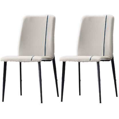 Scandinavian Style Solid Back Armless Dining Chairs Leather Upholstered Dining Chairs (Set of 2) White Clearhalo ' kitchen&dining_furn' 'Dining Chairs' 'Dining Tables & Seating' 'dining_chair' 'furn' 'furn_dining_chair' 'Furniture' 'furniture_dining_chair' 'Kitchen & Dining Furniture' 'kitchen' 3910050
