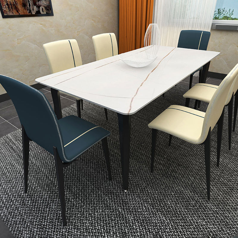 Scandinavian Style Solid Back Armless Dining Chairs Leather Upholstered Dining Chairs (Set of 2) Clearhalo ' kitchen&dining_furn' 'Dining Chairs' 'Dining Tables & Seating' 'dining_chair' 'furn' 'furn_dining_chair' 'Furniture' 'furniture_dining_chair' 'Kitchen & Dining Furniture' 'kitchen' 3910054