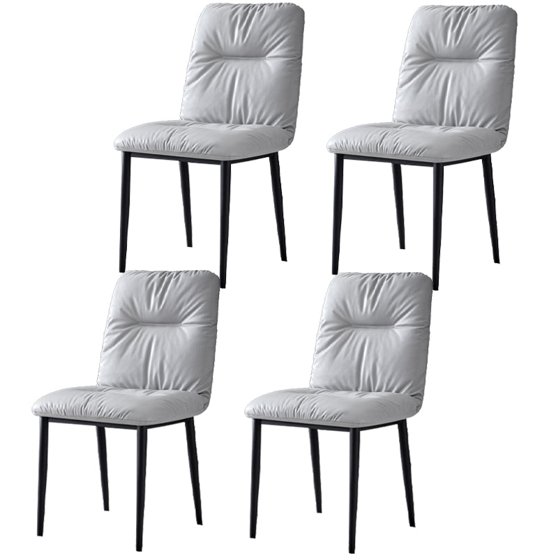 Contemporary Indoor-Outdoor Metal Dining Room Chairs Leather Dining Armless Chairs Light Gray 4 Piece Set Clearhalo ' kitchen&dining_furn' 'Dining Chairs' 'Dining Tables & Seating' 'dining_chair' 'furn' 'furn_dining_chair' 'Furniture' 'furniture_dining_chair' 'Kitchen & Dining Furniture' 'kitchen' 3910060