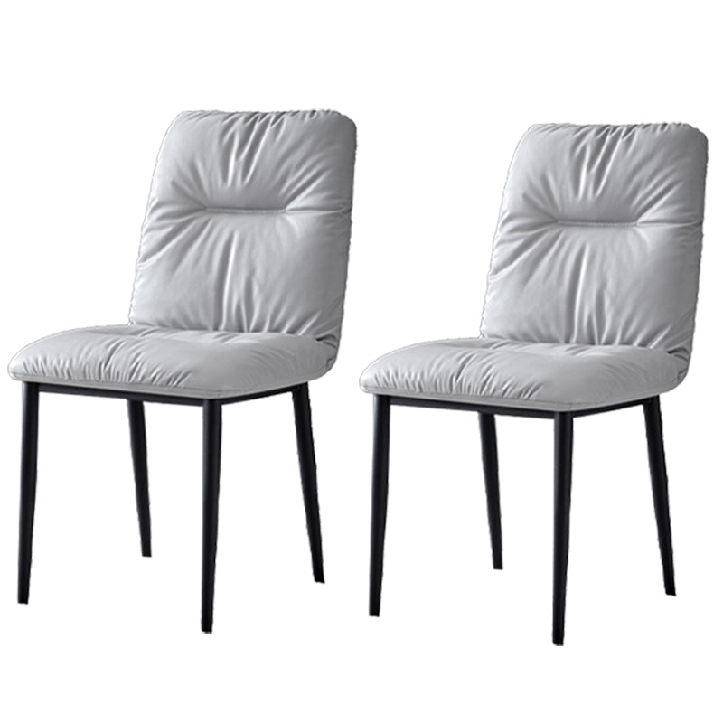 Contemporary Indoor-Outdoor Metal Dining Room Chairs Leather Dining Armless Chairs Light Gray 2 Piece Set Clearhalo ' kitchen&dining_furn' 'Dining Chairs' 'Dining Tables & Seating' 'dining_chair' 'furn' 'furn_dining_chair' 'Furniture' 'furniture_dining_chair' 'Kitchen & Dining Furniture' 'kitchen' 3910063