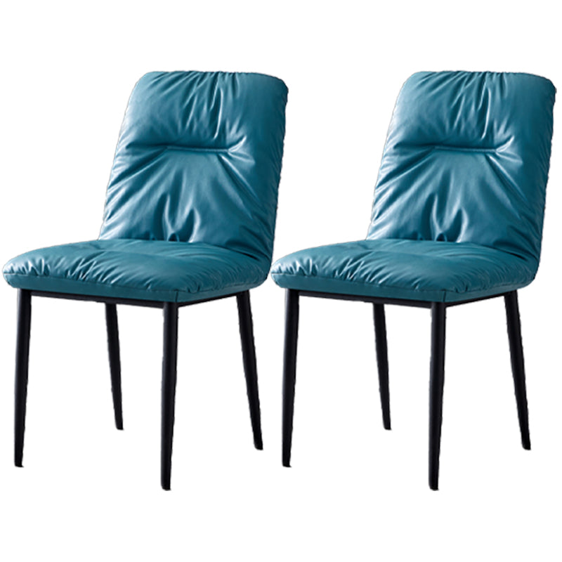 Contemporary Indoor-Outdoor Metal Dining Room Chairs Leather Dining Armless Chairs Blue 2 Piece Set Clearhalo ' kitchen&dining_furn' 'Dining Chairs' 'Dining Tables & Seating' 'dining_chair' 'furn' 'furn_dining_chair' 'Furniture' 'furniture_dining_chair' 'Kitchen & Dining Furniture' 'kitchen' 3910069