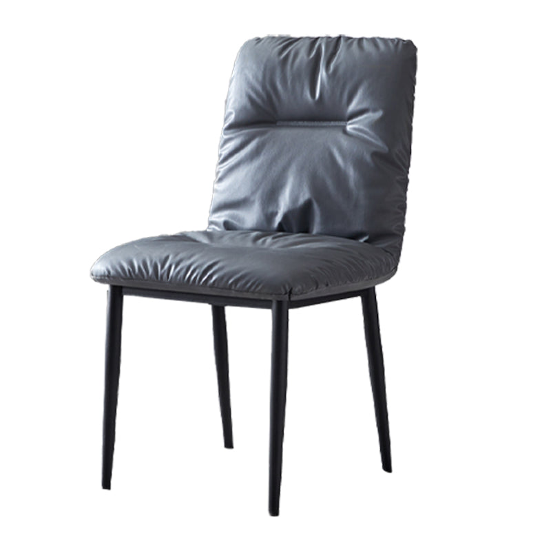 Contemporary Indoor-Outdoor Metal Dining Room Chairs Leather Dining Armless Chairs Dark Gray 1 Piece Clearhalo ' kitchen&dining_furn' 'Dining Chairs' 'Dining Tables & Seating' 'dining_chair' 'furn' 'furn_dining_chair' 'Furniture' 'furniture_dining_chair' 'Kitchen & Dining Furniture' 'kitchen' 3910074