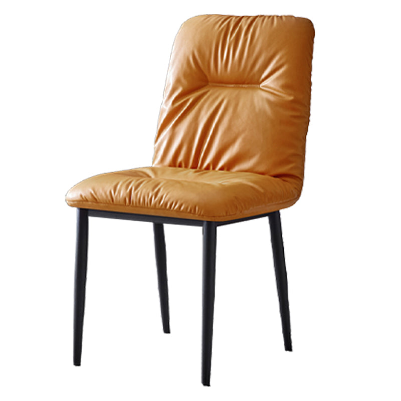 Contemporary Indoor-Outdoor Metal Dining Room Chairs Leather Dining Armless Chairs Orange 1 Piece Clearhalo ' kitchen&dining_furn' 'Dining Chairs' 'Dining Tables & Seating' 'dining_chair' 'furn' 'furn_dining_chair' 'Furniture' 'furniture_dining_chair' 'Kitchen & Dining Furniture' 'kitchen' 3910080