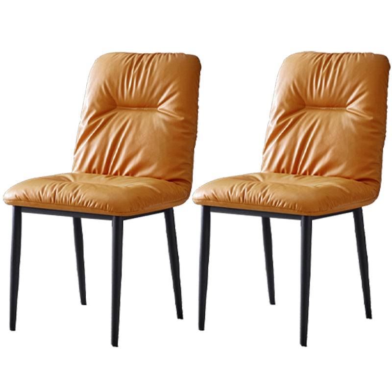 Contemporary Indoor-Outdoor Metal Dining Room Chairs Leather Dining Armless Chairs Orange 2 Piece Set Clearhalo ' kitchen&dining_furn' 'Dining Chairs' 'Dining Tables & Seating' 'dining_chair' 'furn' 'furn_dining_chair' 'Furniture' 'furniture_dining_chair' 'Kitchen & Dining Furniture' 'kitchen' 3910081