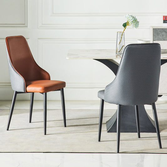 Contemporary Style Metal Chair Set Kitchen Solid Back Side Chairs (Set of 4) Clearhalo ' kitchen&dining_furn' 'Dining Chairs' 'Dining Tables & Seating' 'dining_chair' 'furn' 'furn_dining_chair' 'Furniture' 'furniture_dining_chair' 'Kitchen & Dining Furniture' 'kitchen' 3910084