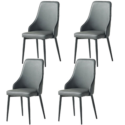 Contemporary Style Metal Chair Set Kitchen Solid Back Side Chairs (Set of 4) Dark Gray Clearhalo ' kitchen&dining_furn' 'Dining Chairs' 'Dining Tables & Seating' 'dining_chair' 'furn' 'furn_dining_chair' 'Furniture' 'furniture_dining_chair' 'Kitchen & Dining Furniture' 'kitchen' 3910085