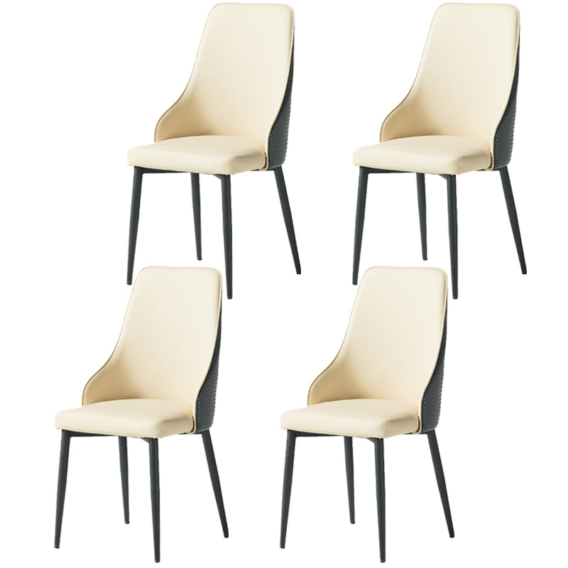 Contemporary Style Metal Chair Set Kitchen Solid Back Side Chairs (Set of 4) Cream Gray Clearhalo ' kitchen&dining_furn' 'Dining Chairs' 'Dining Tables & Seating' 'dining_chair' 'furn' 'furn_dining_chair' 'Furniture' 'furniture_dining_chair' 'Kitchen & Dining Furniture' 'kitchen' 3910086