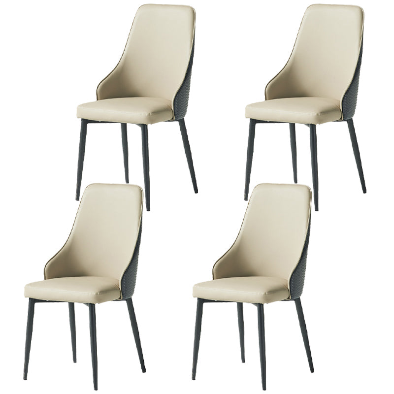Contemporary Style Metal Chair Set Kitchen Solid Back Side Chairs (Set of 4) Light Gray Clearhalo ' kitchen&dining_furn' 'Dining Chairs' 'Dining Tables & Seating' 'dining_chair' 'furn' 'furn_dining_chair' 'Furniture' 'furniture_dining_chair' 'Kitchen & Dining Furniture' 'kitchen' 3910090