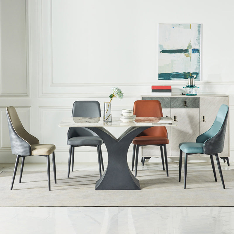 Contemporary Style Metal Chair Set Kitchen Solid Back Side Chairs (Set of 4) Clearhalo ' kitchen&dining_furn' 'Dining Chairs' 'Dining Tables & Seating' 'dining_chair' 'furn' 'furn_dining_chair' 'Furniture' 'furniture_dining_chair' 'Kitchen & Dining Furniture' 'kitchen' 3910091