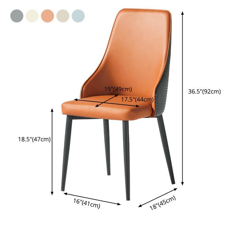 Contemporary Style Metal Chair Set Kitchen Solid Back Side Chairs (Set of 4) Clearhalo ' kitchen&dining_furn' 'Dining Chairs' 'Dining Tables & Seating' 'dining_chair' 'furn' 'furn_dining_chair' 'Furniture' 'furniture_dining_chair' 'Kitchen & Dining Furniture' 'kitchen' 3910100