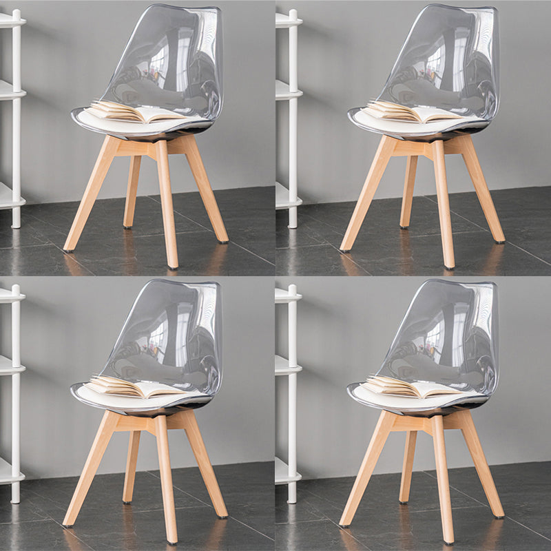 Scandinavian Style Leather Dining Chairs Solid Back Chairs with Wooden Legs Grey Set of 4 Clearhalo ' kitchen&dining_furn' 'Dining Chairs' 'Dining Tables & Seating' 'dining_chair' 'Furniture' 'furniture_dining_chair' 'Kitchen & Dining Furniture' 'kitchen' 3910102