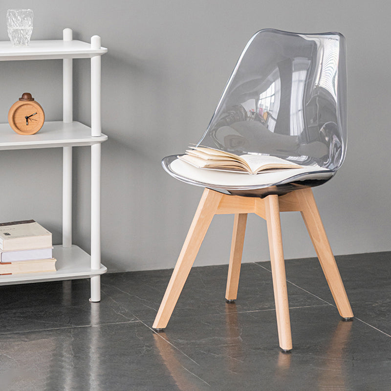 Scandinavian Style Leather Dining Chairs Solid Back Chairs with Wooden Legs Grey 1 Piece Clearhalo ' kitchen&dining_furn' 'Dining Chairs' 'Dining Tables & Seating' 'dining_chair' 'Furniture' 'furniture_dining_chair' 'Kitchen & Dining Furniture' 'kitchen' 3910103