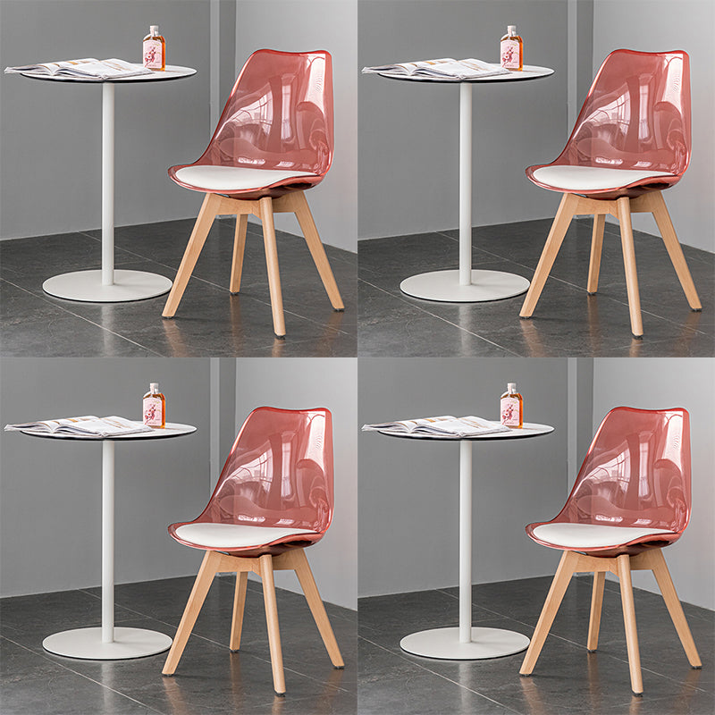 Scandinavian Style Leather Dining Chairs Solid Back Chairs with Wooden Legs Red Set of 4 Clearhalo ' kitchen&dining_furn' 'Dining Chairs' 'Dining Tables & Seating' 'dining_chair' 'Furniture' 'furniture_dining_chair' 'Kitchen & Dining Furniture' 'kitchen' 3910108