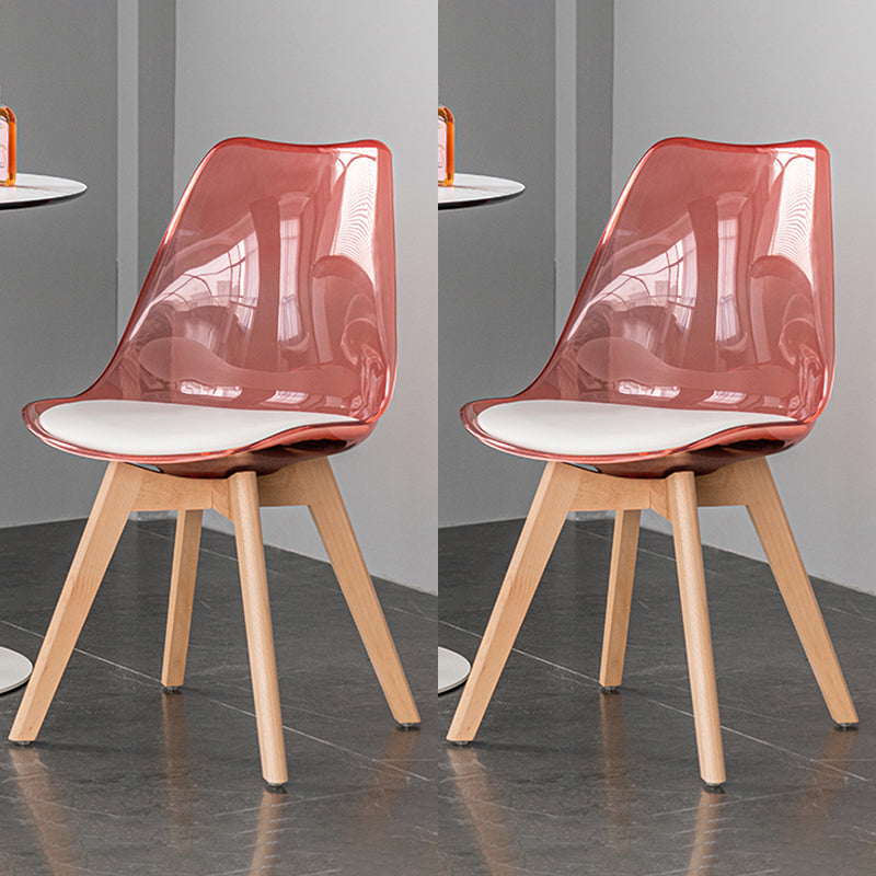 Scandinavian Style Leather Dining Chairs Solid Back Chairs with Wooden Legs Red Set of 2 Clearhalo ' kitchen&dining_furn' 'Dining Chairs' 'Dining Tables & Seating' 'dining_chair' 'Furniture' 'furniture_dining_chair' 'Kitchen & Dining Furniture' 'kitchen' 3910112