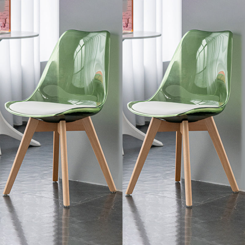 Scandinavian Style Leather Dining Chairs Solid Back Chairs with Wooden Legs Green Set of 2 Clearhalo ' kitchen&dining_furn' 'Dining Chairs' 'Dining Tables & Seating' 'dining_chair' 'Furniture' 'furniture_dining_chair' 'Kitchen & Dining Furniture' 'kitchen' 3910117