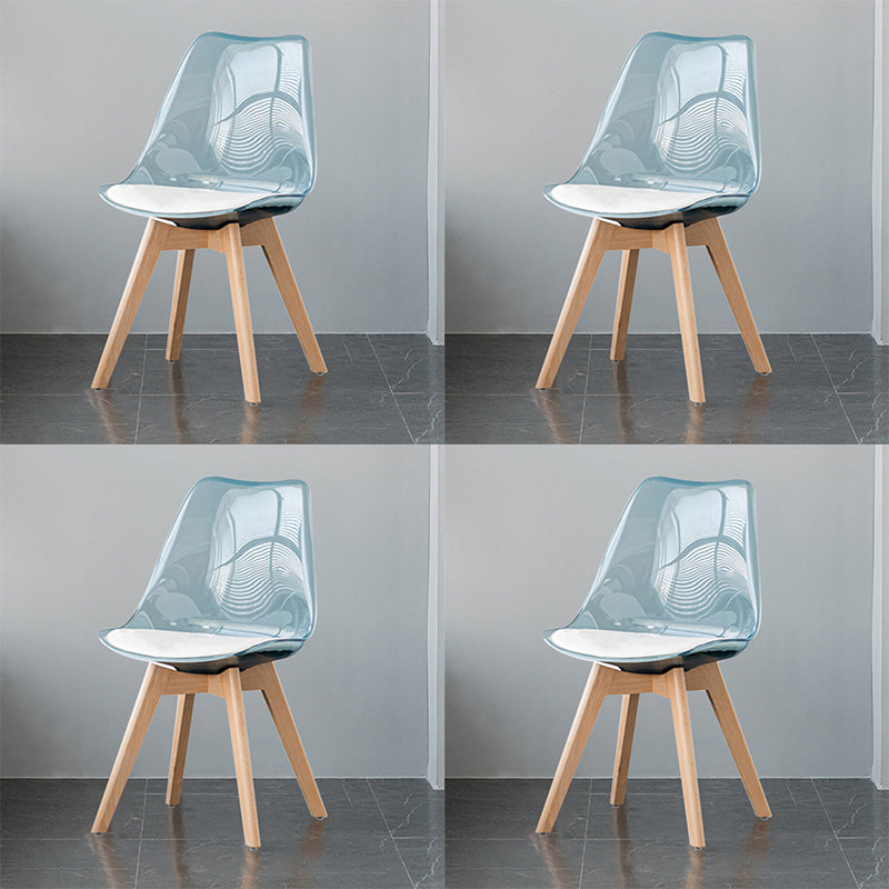 Scandinavian Style Leather Dining Chairs Solid Back Chairs with Wooden Legs Blue Set of 4 Clearhalo ' kitchen&dining_furn' 'Dining Chairs' 'Dining Tables & Seating' 'dining_chair' 'Furniture' 'furniture_dining_chair' 'Kitchen & Dining Furniture' 'kitchen' 3910119