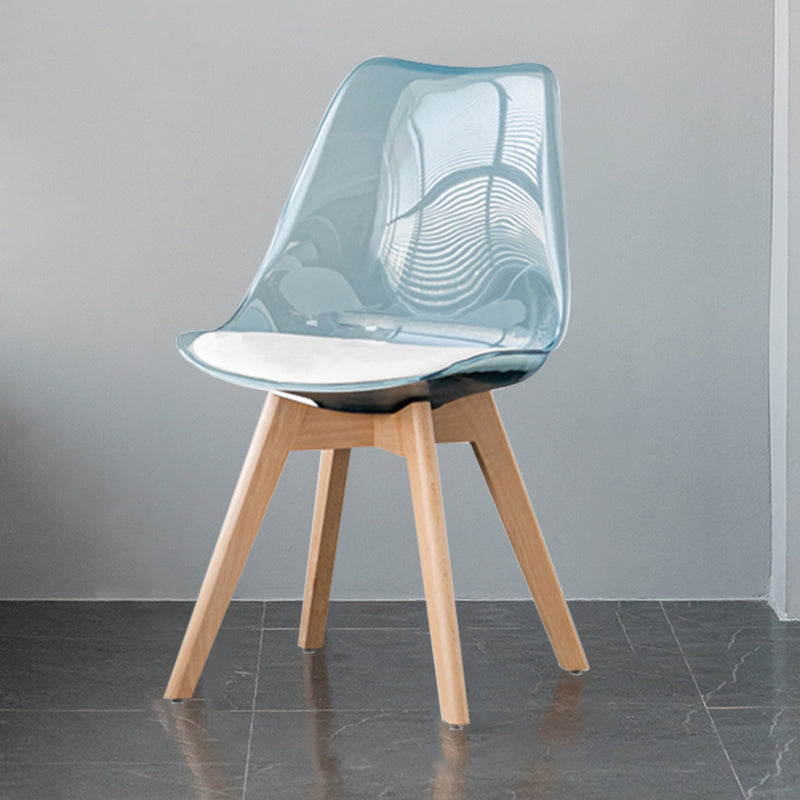 Scandinavian Style Leather Dining Chairs Solid Back Chairs with Wooden Legs Blue 1 Piece Clearhalo ' kitchen&dining_furn' 'Dining Chairs' 'Dining Tables & Seating' 'dining_chair' 'Furniture' 'furniture_dining_chair' 'Kitchen & Dining Furniture' 'kitchen' 3910121