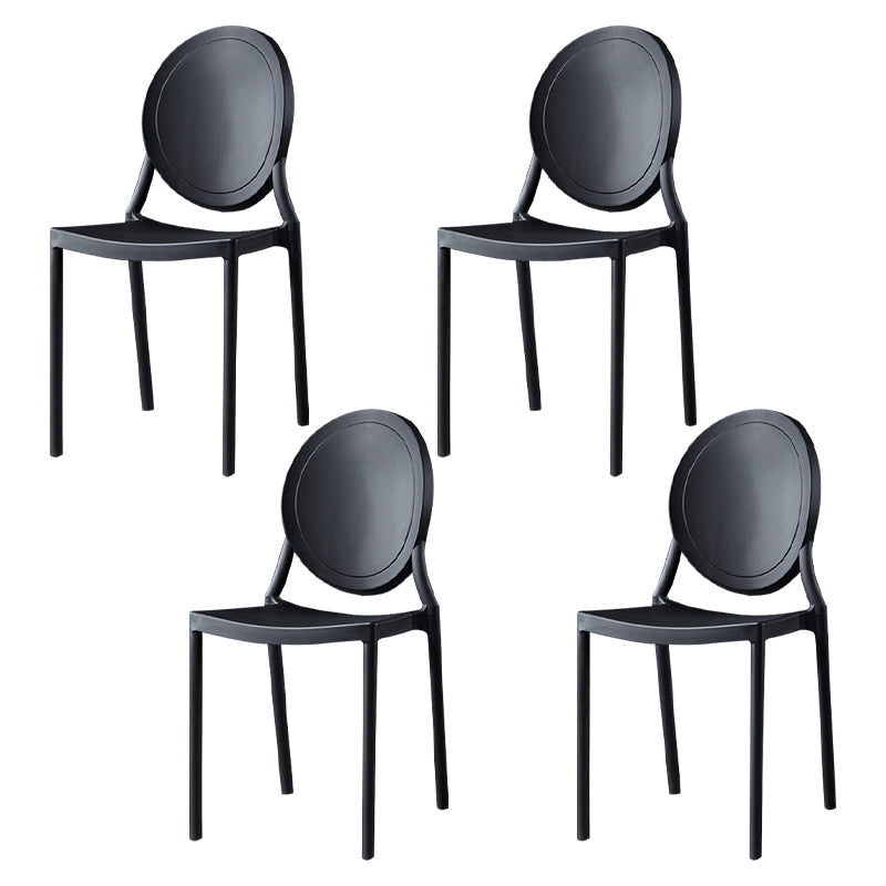 Modern Style Plastic Dining Chair Open Back Dining Stackable Side Chairs for Kitchen Black 4 Piece Set Clearhalo ' kitchen&dining_furn' 'Dining Chairs' 'Dining Tables & Seating' 'dining_chair' 'furn' 'furn_dining_chair' 'Furniture' 'furniture_dining_chair' 'Kitchen & Dining Furniture' 'kitchen' 3910132