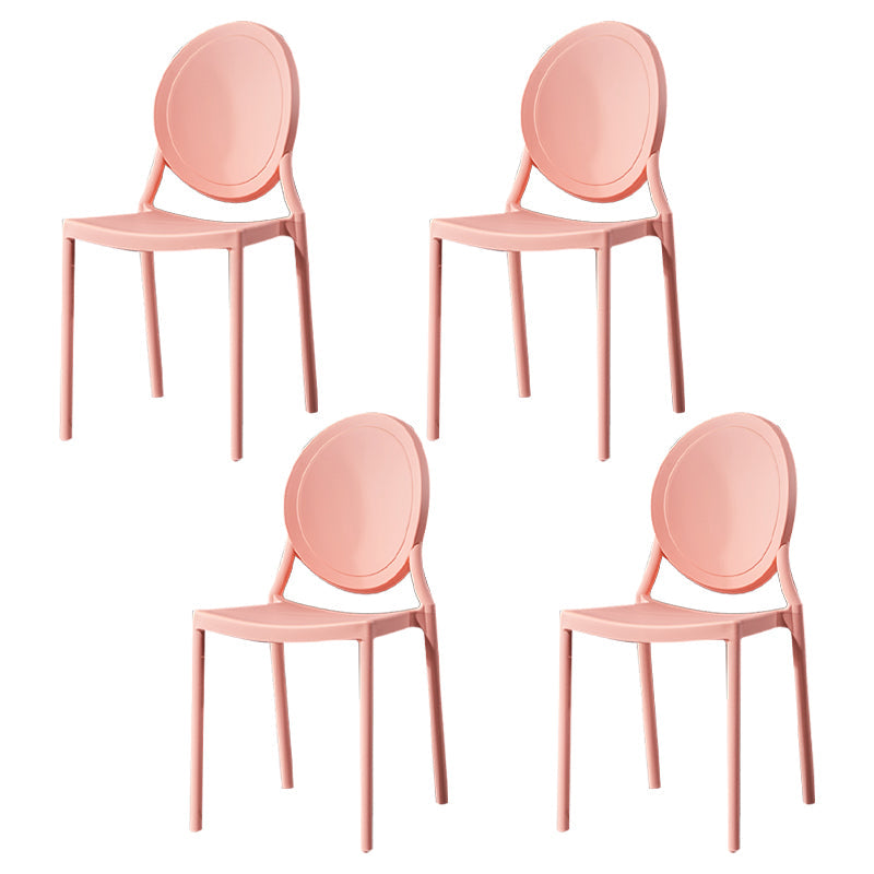 Modern Style Plastic Dining Chair Open Back Dining Stackable Side Chairs for Kitchen Pink 4 Piece Set Clearhalo ' kitchen&dining_furn' 'Dining Chairs' 'Dining Tables & Seating' 'dining_chair' 'furn' 'furn_dining_chair' 'Furniture' 'furniture_dining_chair' 'Kitchen & Dining Furniture' 'kitchen' 3910148