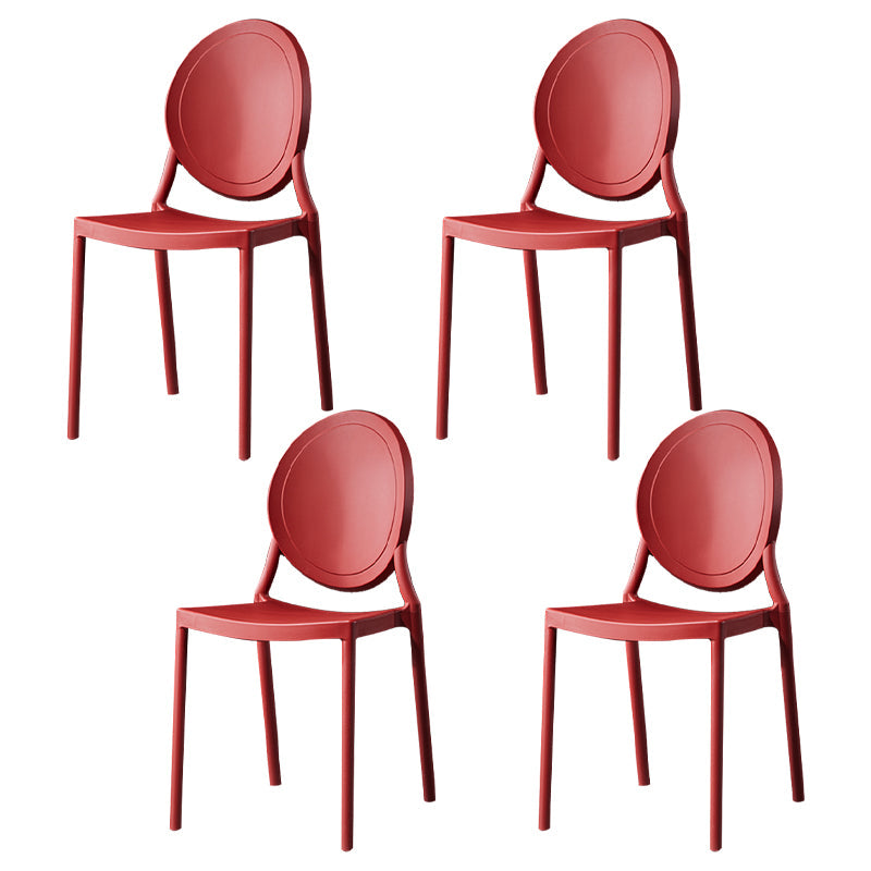 Modern Style Plastic Dining Chair Open Back Dining Stackable Side Chairs for Kitchen Burgundy 4 Piece Set Clearhalo ' kitchen&dining_furn' 'Dining Chairs' 'Dining Tables & Seating' 'dining_chair' 'furn' 'furn_dining_chair' 'Furniture' 'furniture_dining_chair' 'Kitchen & Dining Furniture' 'kitchen' 3910154
