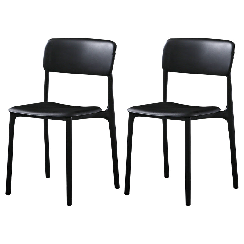 Modern Style Plastic Dining Chairs Open Back Dining Stackable Side Chairs for Kitchen Black Plastic & Acrylic 2 Piece Set Clearhalo ' kitchen&dining_furn' 'Dining Chairs' 'Dining Tables & Seating' 'dining_chair' 'furn' 'furn_dining_chair' 'Furniture' 'furniture_dining_chair' 'Kitchen & Dining Furniture' 'kitchen' 3910193