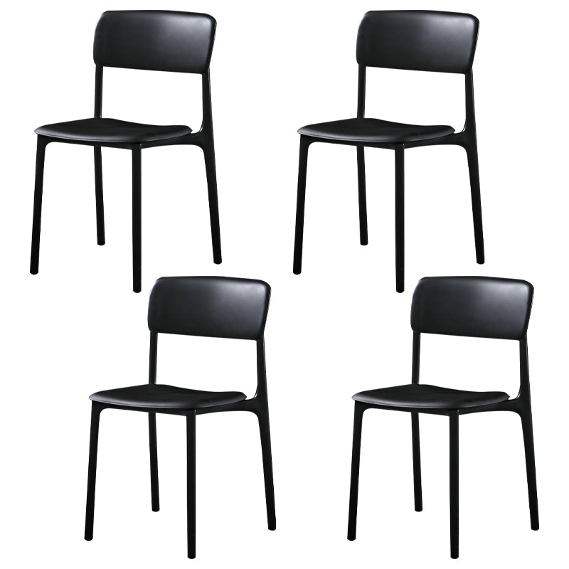 Modern Style Plastic Dining Chairs Open Back Dining Stackable Side Chairs for Kitchen Black Plastic & Acrylic 4 Piece Set Clearhalo ' kitchen&dining_furn' 'Dining Chairs' 'Dining Tables & Seating' 'dining_chair' 'furn' 'furn_dining_chair' 'Furniture' 'furniture_dining_chair' 'Kitchen & Dining Furniture' 'kitchen' 3910194