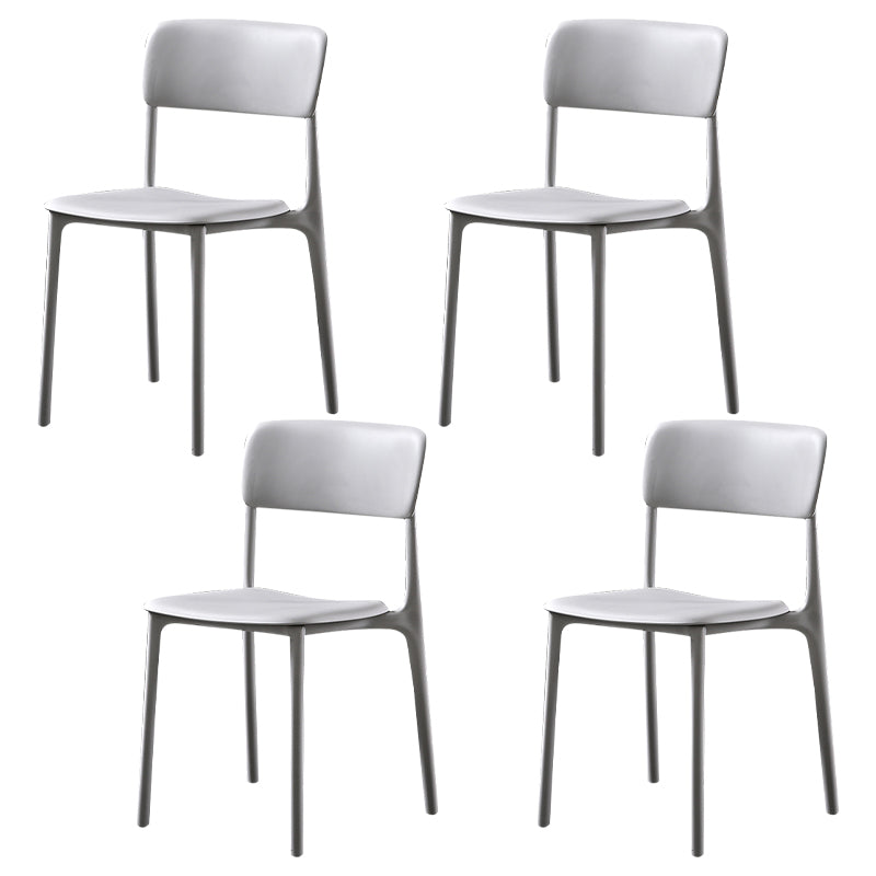 Modern Style Plastic Dining Chairs Open Back Dining Stackable Side Chairs for Kitchen Grey Plastic & Acrylic 4 Piece Set Clearhalo ' kitchen&dining_furn' 'Dining Chairs' 'Dining Tables & Seating' 'dining_chair' 'furn' 'furn_dining_chair' 'Furniture' 'furniture_dining_chair' 'Kitchen & Dining Furniture' 'kitchen' 3910197