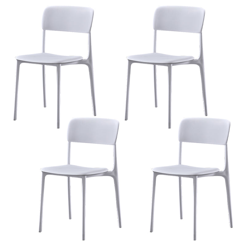 Modern Style Plastic Dining Chairs Open Back Dining Stackable Side Chairs for Kitchen White Plastic & Acrylic 4 Piece Set Clearhalo ' kitchen&dining_furn' 'Dining Chairs' 'Dining Tables & Seating' 'dining_chair' 'furn' 'furn_dining_chair' 'Furniture' 'furniture_dining_chair' 'Kitchen & Dining Furniture' 'kitchen' 3910200