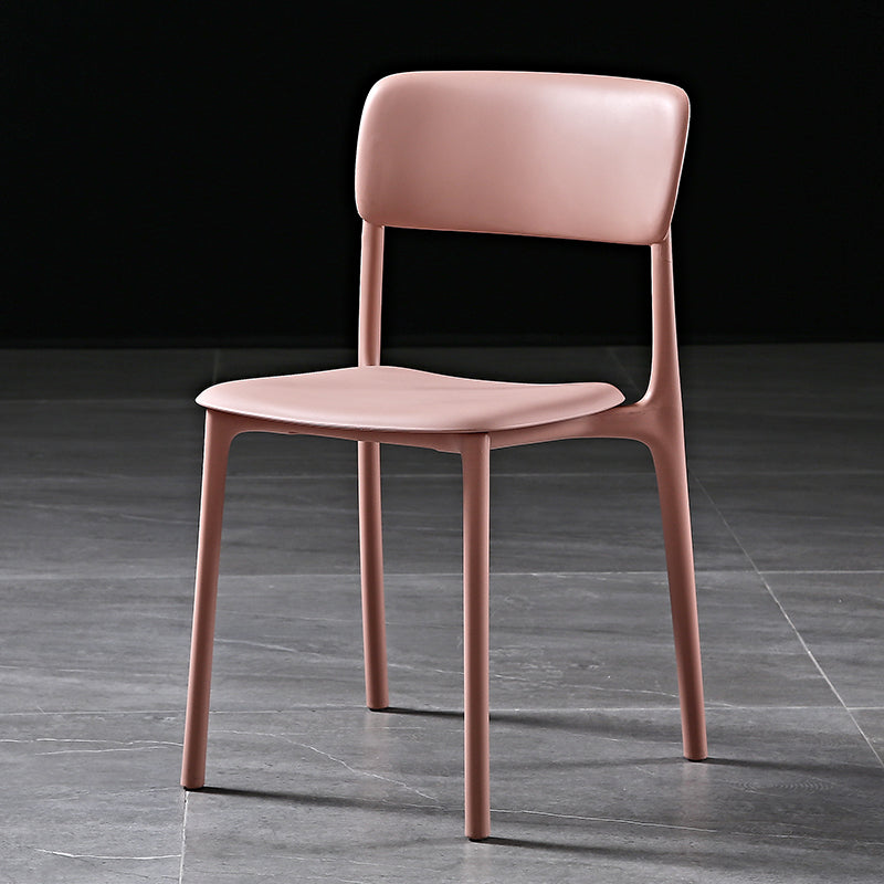 Modern Style Plastic Dining Chairs Open Back Dining Stackable Side Chairs for Kitchen Pink Plastic & Acrylic 1 Piece Clearhalo ' kitchen&dining_furn' 'Dining Chairs' 'Dining Tables & Seating' 'dining_chair' 'furn' 'furn_dining_chair' 'Furniture' 'furniture_dining_chair' 'Kitchen & Dining Furniture' 'kitchen' 3910201