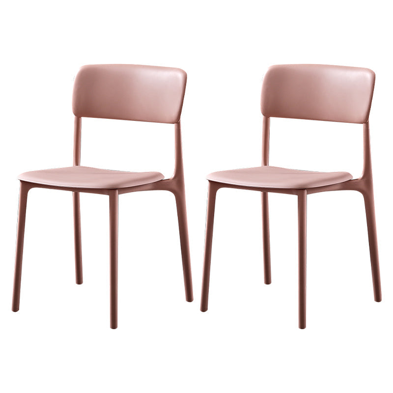 Modern Style Plastic Dining Chairs Open Back Dining Stackable Side Chairs for Kitchen Pink Plastic & Acrylic 2 Piece Set Clearhalo ' kitchen&dining_furn' 'Dining Chairs' 'Dining Tables & Seating' 'dining_chair' 'furn' 'furn_dining_chair' 'Furniture' 'furniture_dining_chair' 'Kitchen & Dining Furniture' 'kitchen' 3910202
