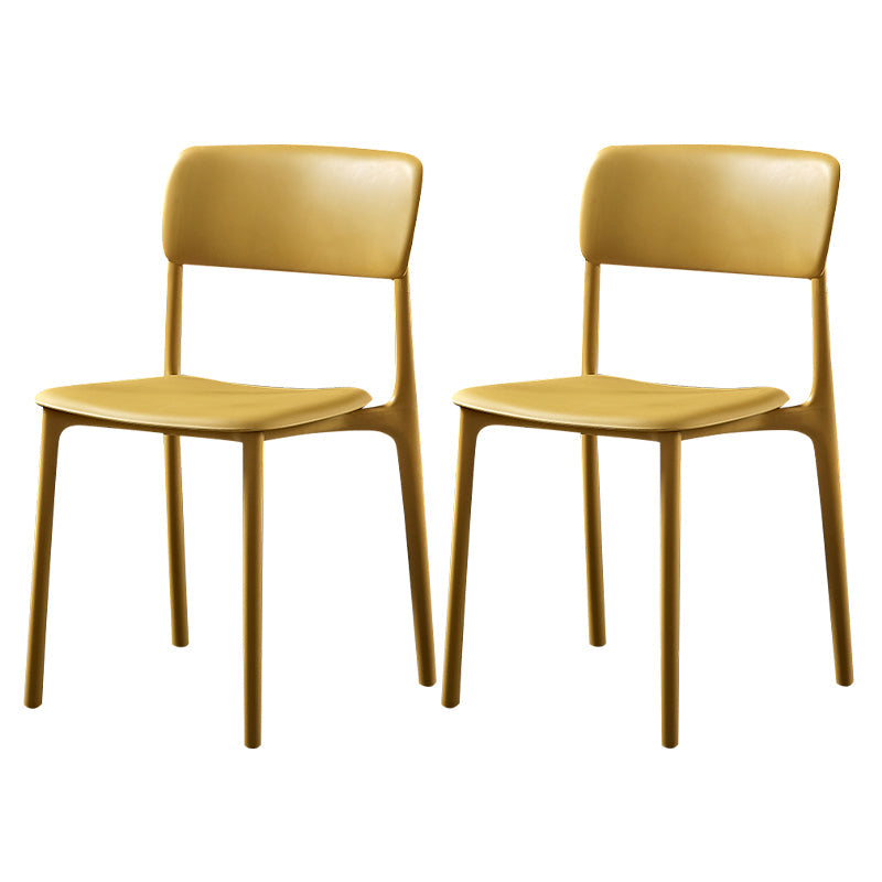 Modern Style Plastic Dining Chairs Open Back Dining Stackable Side Chairs for Kitchen Yellow Plastic & Acrylic 2 Piece Set Clearhalo ' kitchen&dining_furn' 'Dining Chairs' 'Dining Tables & Seating' 'dining_chair' 'furn' 'furn_dining_chair' 'Furniture' 'furniture_dining_chair' 'Kitchen & Dining Furniture' 'kitchen' 3910205