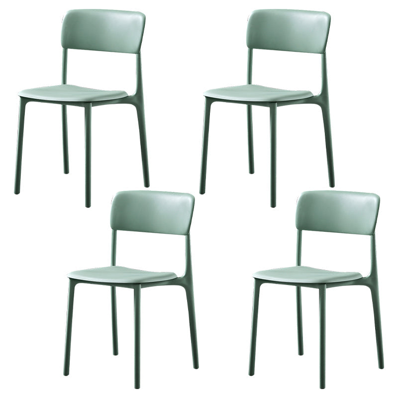 Modern Style Plastic Dining Chairs Open Back Dining Stackable Side Chairs for Kitchen Green Plastic & Acrylic 4 Piece Set Clearhalo ' kitchen&dining_furn' 'Dining Chairs' 'Dining Tables & Seating' 'dining_chair' 'furn' 'furn_dining_chair' 'Furniture' 'furniture_dining_chair' 'Kitchen & Dining Furniture' 'kitchen' 3910209