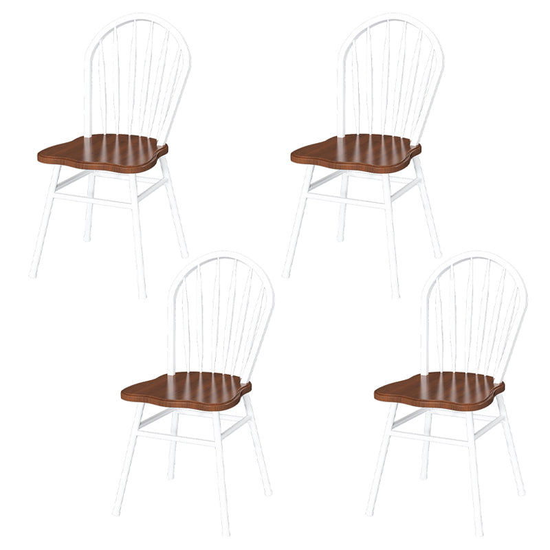 Contemporary Style Metal Dining Room Chairs Windsor Back Armless Chairs for Kitchen (Set of 4) White Clearhalo ' kitchen&dining_furn' 'Dining Chairs' 'Dining Tables & Seating' 'dining_chair' 'furn' 'furn_dining_chair' 'Furniture' 'furniture_dining_chair' 'Kitchen & Dining Furniture' 'kitchen' 3910213