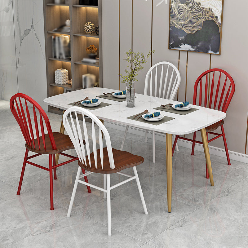 Contemporary Style Metal Dining Room Chairs Windsor Back Armless Chairs for Kitchen (Set of 4) Clearhalo ' kitchen&dining_furn' 'Dining Chairs' 'Dining Tables & Seating' 'dining_chair' 'furn' 'furn_dining_chair' 'Furniture' 'furniture_dining_chair' 'Kitchen & Dining Furniture' 'kitchen' 3910216