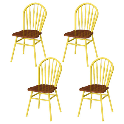 Contemporary Style Metal Dining Room Chairs Windsor Back Armless Chairs for Kitchen (Set of 4) Yellow Clearhalo ' kitchen&dining_furn' 'Dining Chairs' 'Dining Tables & Seating' 'dining_chair' 'furn' 'furn_dining_chair' 'Furniture' 'furniture_dining_chair' 'Kitchen & Dining Furniture' 'kitchen' 3910217