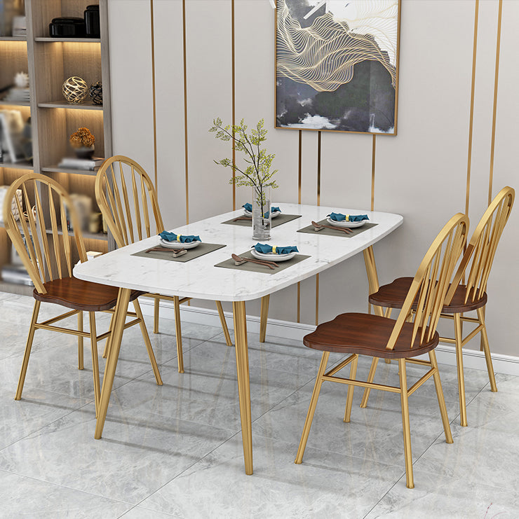 Contemporary Style Metal Dining Room Chairs Windsor Back Armless Chairs for Kitchen (Set of 4) Clearhalo ' kitchen&dining_furn' 'Dining Chairs' 'Dining Tables & Seating' 'dining_chair' 'furn' 'furn_dining_chair' 'Furniture' 'furniture_dining_chair' 'Kitchen & Dining Furniture' 'kitchen' 3910218