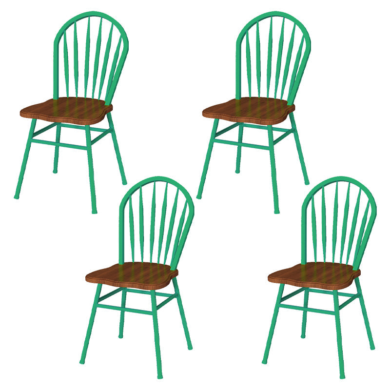 Contemporary Style Metal Dining Room Chairs Windsor Back Armless Chairs for Kitchen (Set of 4) Green Clearhalo ' kitchen&dining_furn' 'Dining Chairs' 'Dining Tables & Seating' 'dining_chair' 'furn' 'furn_dining_chair' 'Furniture' 'furniture_dining_chair' 'Kitchen & Dining Furniture' 'kitchen' 3910221