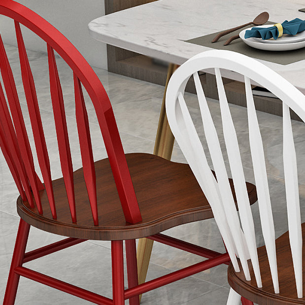 Contemporary Style Metal Dining Room Chairs Windsor Back Armless Chairs for Kitchen (Set of 4) Clearhalo ' kitchen&dining_furn' 'Dining Chairs' 'Dining Tables & Seating' 'dining_chair' 'furn' 'furn_dining_chair' 'Furniture' 'furniture_dining_chair' 'Kitchen & Dining Furniture' 'kitchen' 3910222