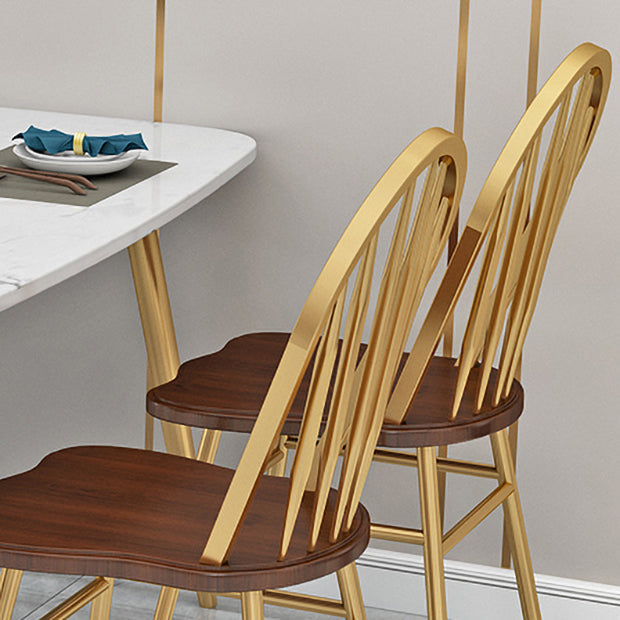 Contemporary Style Metal Dining Room Chairs Windsor Back Armless Chairs for Kitchen (Set of 4) Clearhalo ' kitchen&dining_furn' 'Dining Chairs' 'Dining Tables & Seating' 'dining_chair' 'furn' 'furn_dining_chair' 'Furniture' 'furniture_dining_chair' 'Kitchen & Dining Furniture' 'kitchen' 3910226