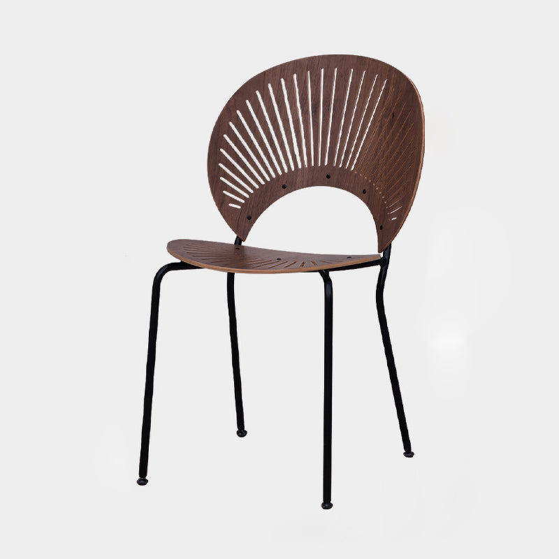 Contemporary Style Metal Dining Room Chair Open Back Armless Single Chair for Kitchen Walnut Black Clearhalo ' kitchen&dining_furn' 'Dining Chairs' 'Dining Tables & Seating' 'dining_chair' 'furn' 'furn_dining_chair' 'Furniture' 'furniture_dining_chair' 'Kitchen & Dining Furniture' 'kitchen' 3910233