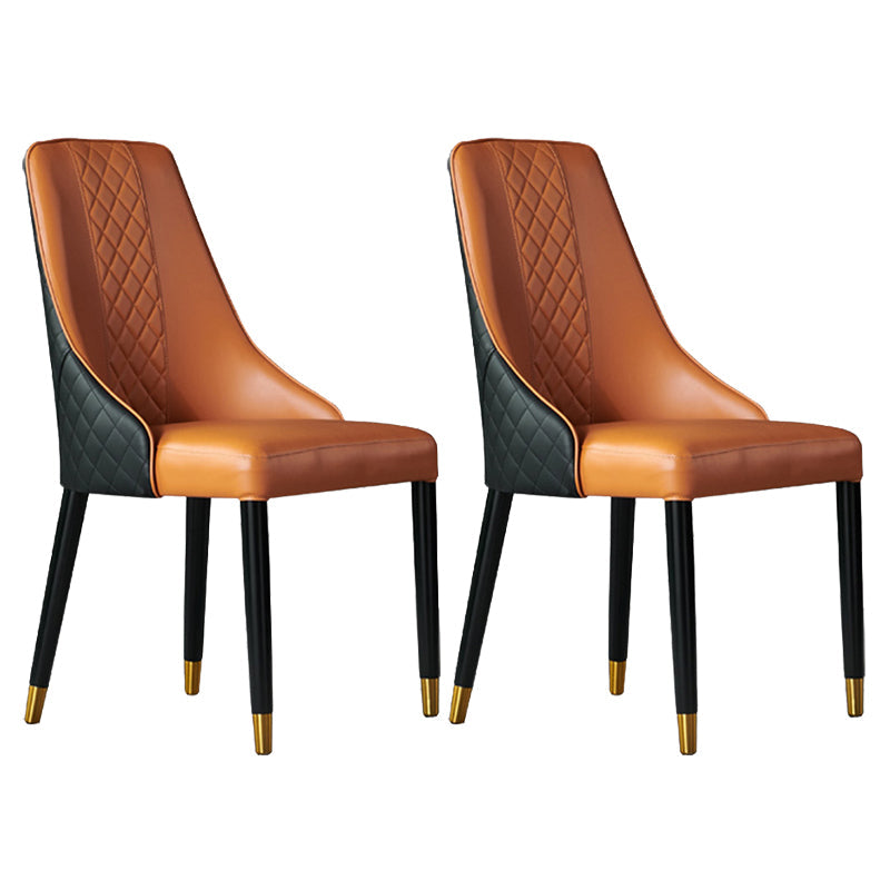 Contemporary Style Wooden Dining Chairs Dining Parsons Armless Side Chair (Set of 2) Orange Clearhalo ' kitchen&dining_furn' 'Dining Chairs' 'Dining Tables & Seating' 'dining_chair' 'furn' 'furn_dining_chair' 'Furniture' 'furniture_dining_chair' 'Kitchen & Dining Furniture' 'kitchen' 3910301