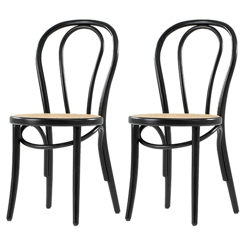 Bentwood Armless Dining Chairs Wood Dining Side Chairs with Beech Legs Black Wicker & Rattan 2 Piece Set Clearhalo ' kitchen&dining_furn' 'Dining Chairs' 'Dining Tables & Seating' 'dining_chair' 'furn' 'furn_dining_chair' 'Furniture' 'furniture_dining_chair' 'Kitchen & Dining Furniture' 'kitchen' 3910330
