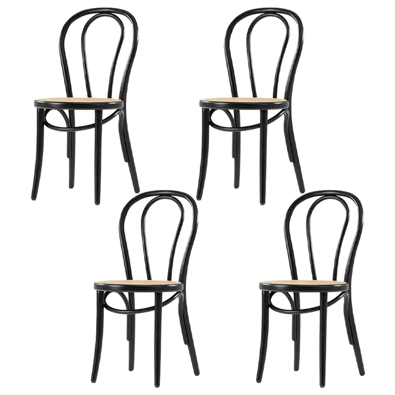 Bentwood Armless Dining Chairs Wood Dining Side Chairs with Beech Legs Black Wicker & Rattan 4 Piece Set Clearhalo ' kitchen&dining_furn' 'Dining Chairs' 'Dining Tables & Seating' 'dining_chair' 'furn' 'furn_dining_chair' 'Furniture' 'furniture_dining_chair' 'Kitchen & Dining Furniture' 'kitchen' 3910331