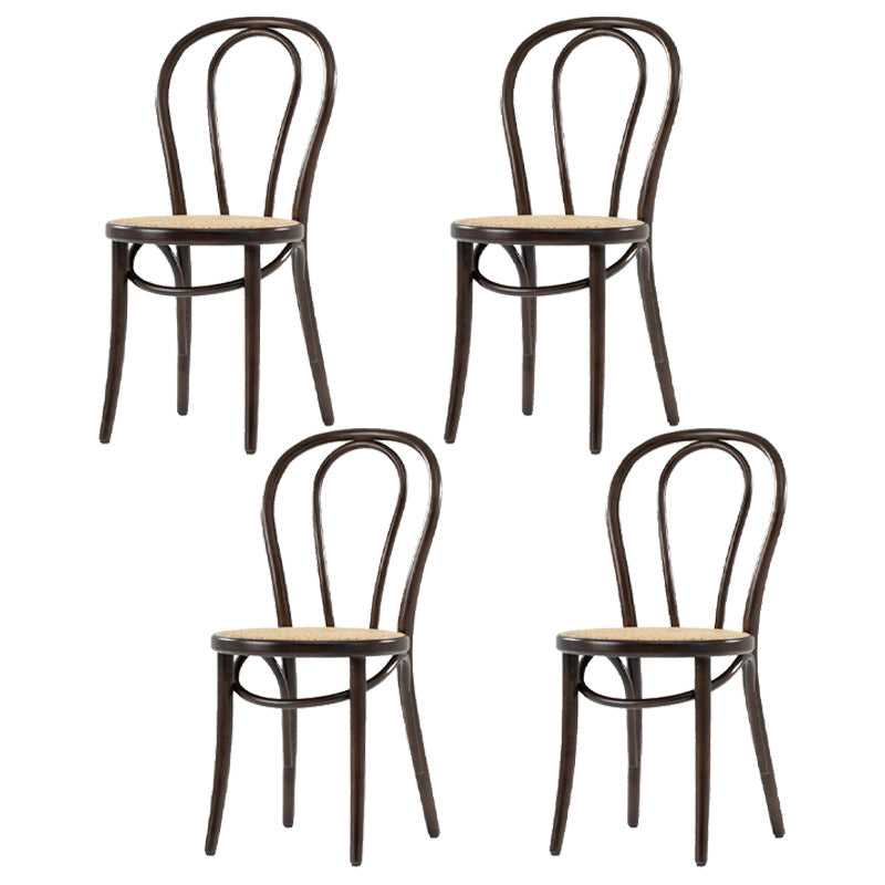 Bentwood Armless Dining Chairs Wood Dining Side Chairs with Beech Legs Walnut Wicker & Rattan 4 Piece Set Clearhalo ' kitchen&dining_furn' 'Dining Chairs' 'Dining Tables & Seating' 'dining_chair' 'furn' 'furn_dining_chair' 'Furniture' 'furniture_dining_chair' 'Kitchen & Dining Furniture' 'kitchen' 3910337